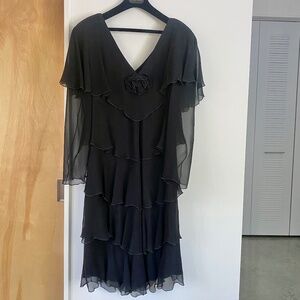 Holly Harp black tiered ruffle dress